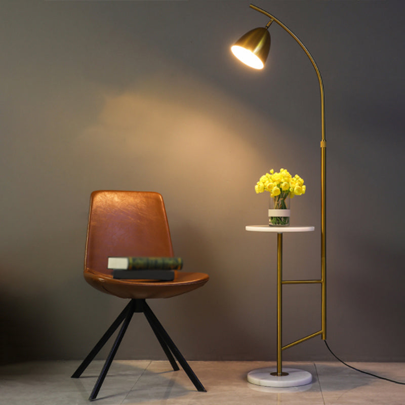 Bell Standing Light Simplicity Metal Single Living Room Floor Lamp with Tray and Marble Base