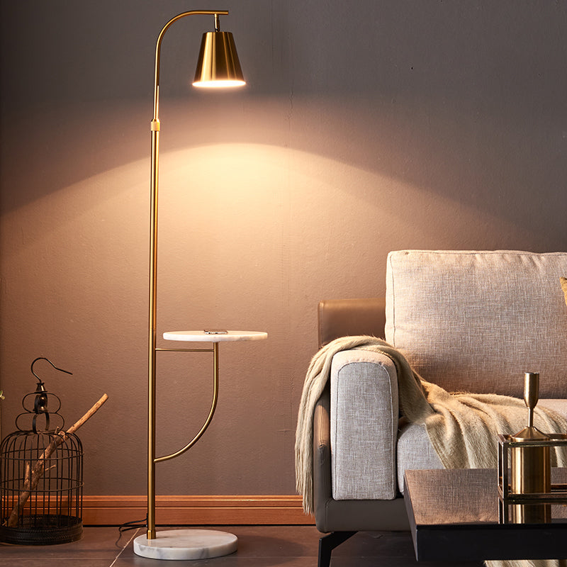 Lampada di supporto in metallo in piedi in stile nordico 1 testa di soggiorno illuminazione con base di marmo