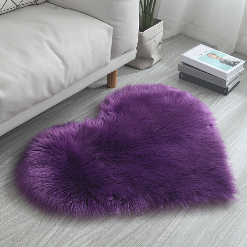 Tapis de couleur unie en forme de coeur Coup de couleur Simple Multipliée Tapis moelleux moelleux pour animaux de compagnie Fluffy pour chambre à coucher pour chambre à coucher