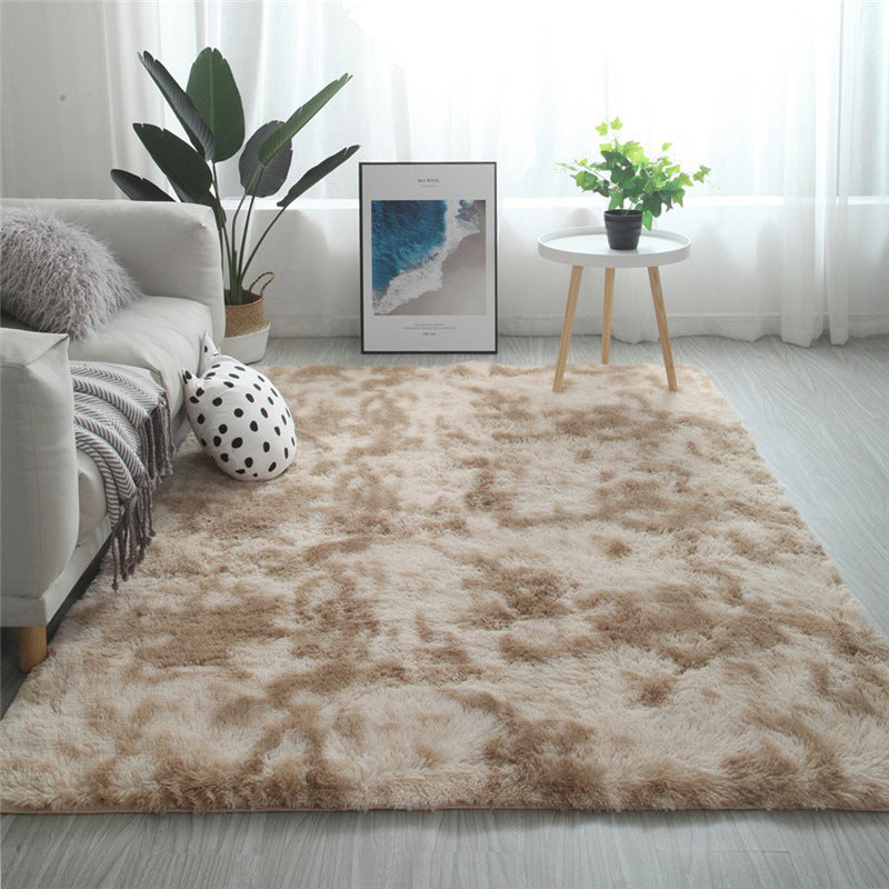 Multi-Colored Simplicity Rug Faux Fur Tie Dye Patterned Carpet Anti-Slip Backing Machine Washable Rug for Room