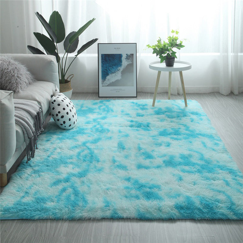 Multi-Colored Simplicity Rug Faux Fur Tie Dye Patterned Carpet Anti-Slip Backing Machine Washable Rug for Room