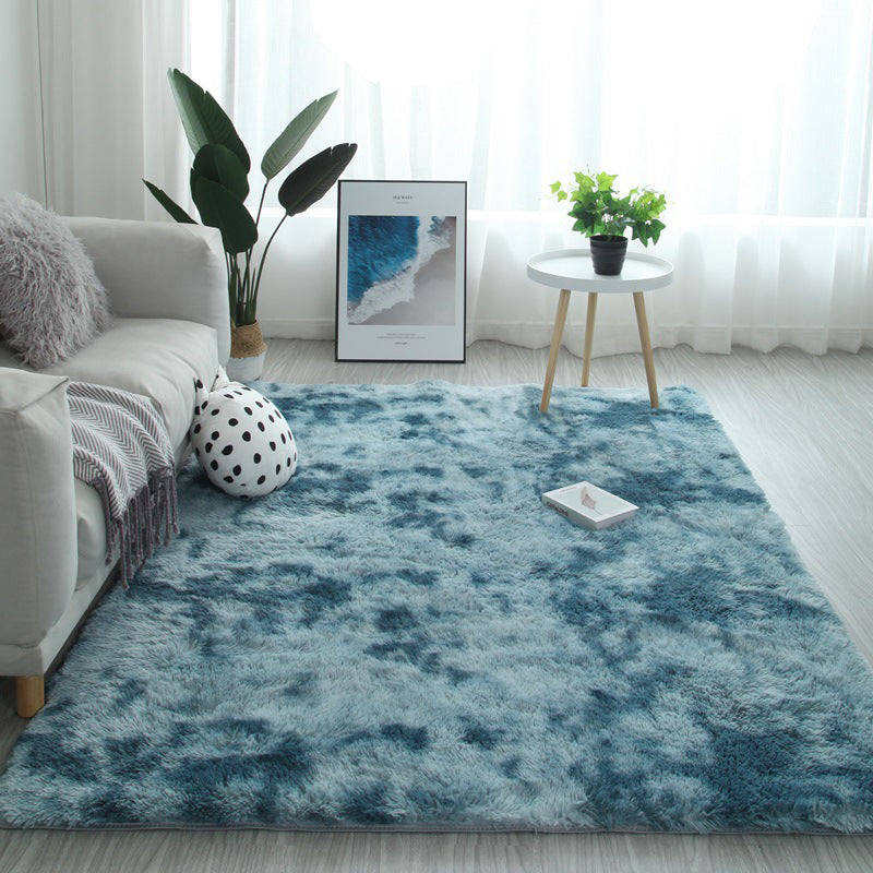 Multi-Colored Simplicity Rug Faux Fur Tie Dye Patterned Carpet Anti-Slip Backing Machine Washable Rug for Room