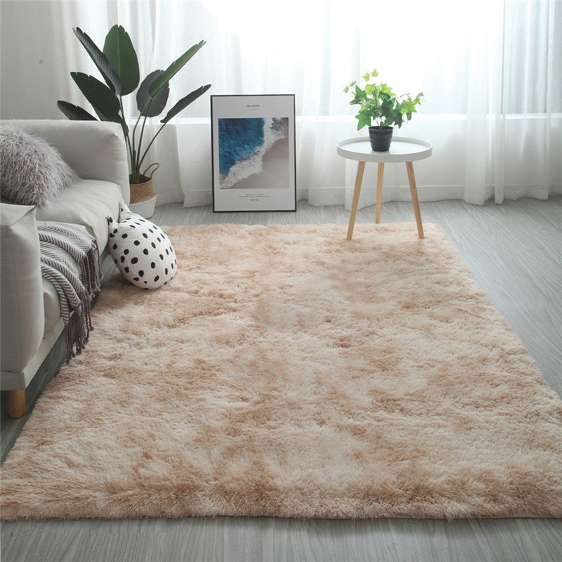 Multi-Colored Simplicity Rug Faux Fur Tie Dye Patterned Carpet Anti-Slip Backing Machine Washable Rug for Room