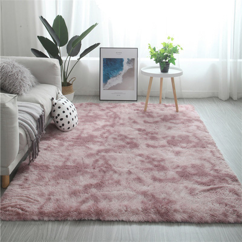 Multi-Colored Simplicity Rug Faux Fur Tie Dye Patterned Carpet Anti-Slip Backing Machine Washable Rug for Room