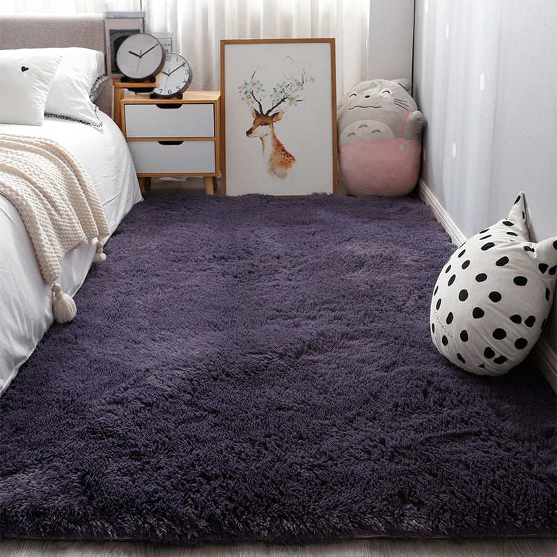 Comfort Bedroom Rug Multi-Colored Plain Area Carpet Faux Fur Anti-Slip Backing Washable Indoor Rug