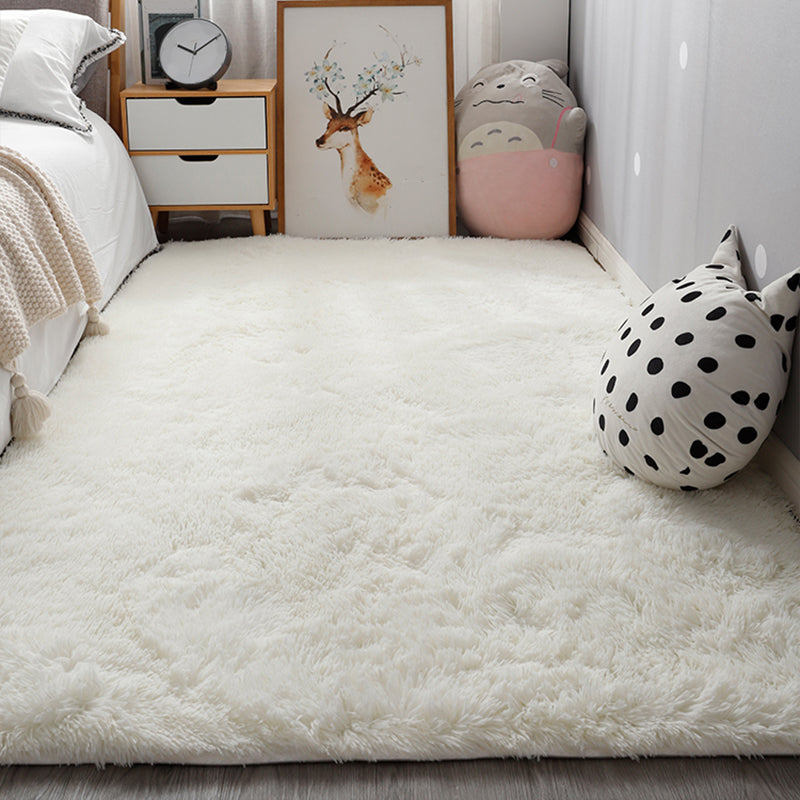 Comfort Bedroom Rug Multi-Colored Plain Area Carpet Faux Fur Anti-Slip Backing Washable Indoor Rug