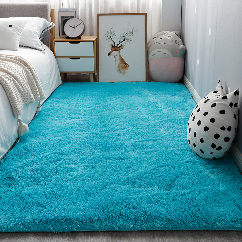 Comfort Bedroom Rug Multi-Colored Plain Area Carpet Faux Fur Anti-Slip Backing Washable Indoor Rug