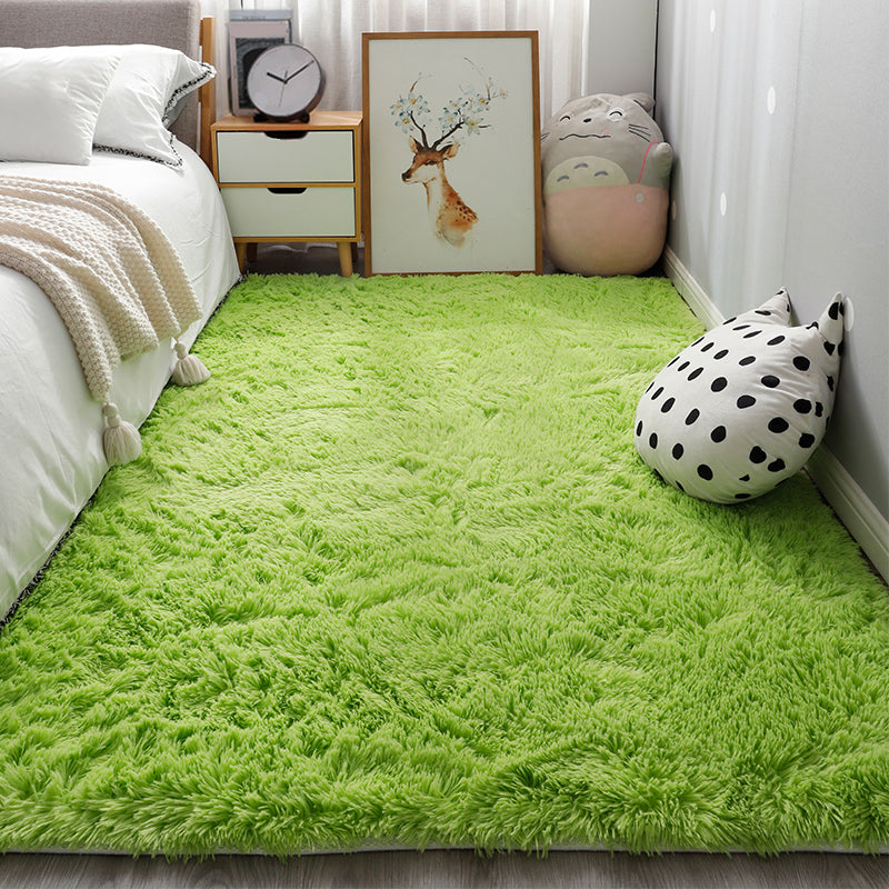 Comfort Bedroom Rug Multi-Colored Plain Area Carpet Faux Fur Anti-Slip Backing Washable Indoor Rug