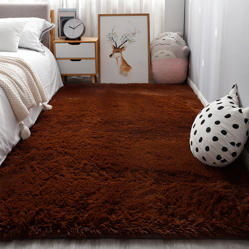 Comfort Bedroom Rug Multi-Colored Plain Area Carpet Faux Fur Anti-Slip Backing Washable Indoor Rug