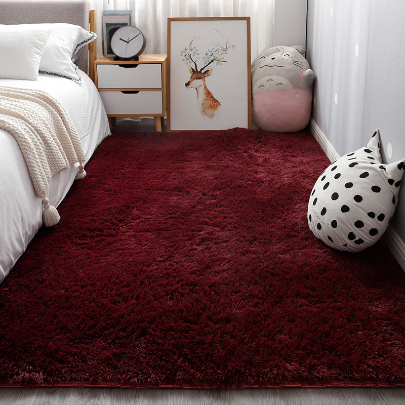 Comfort Bedroom Rug Multi-Colored Plain Area Carpet Faux Fur Anti-Slip Backing Washable Indoor Rug