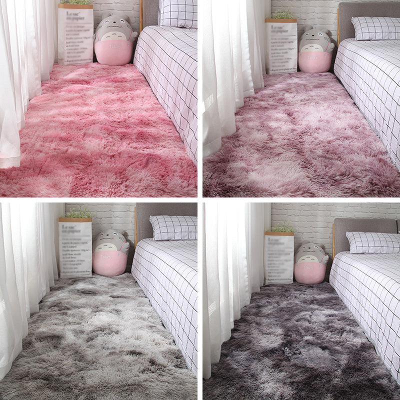 Multi-Colored Solid Color Rug Shag Relaxing Area Carpet Non-Slip Backing Washable Rug for Bedroom