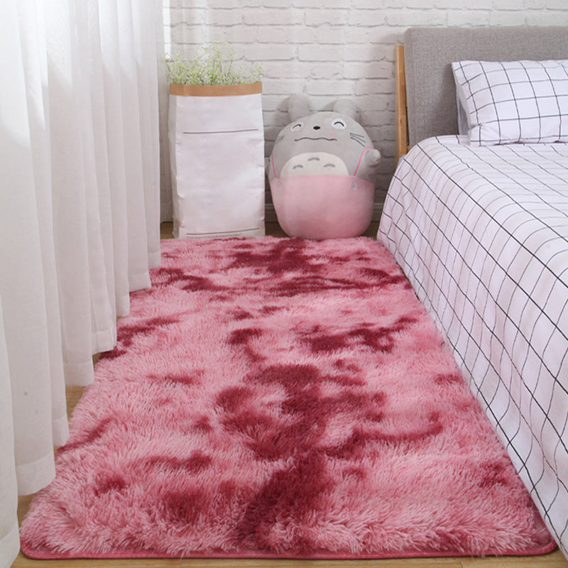 Multi-Colored Solid Color Rug Shag Relaxing Area Carpet Non-Slip Backing Washable Rug for Bedroom