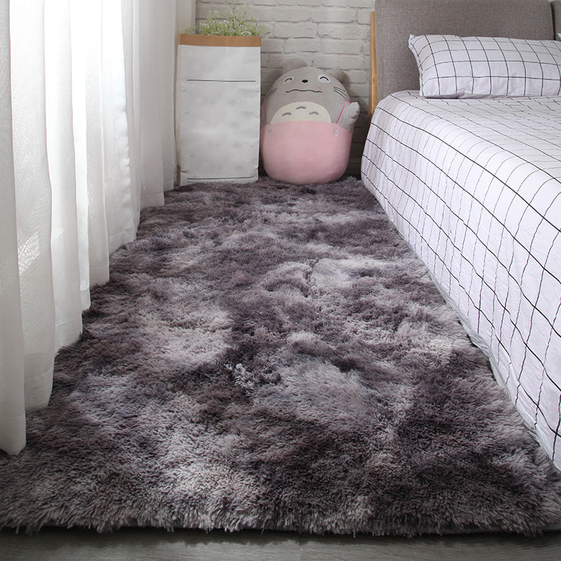 Multi-Colored Solid Color Rug Shag Relaxing Area Carpet Non-Slip Backing Washable Rug for Bedroom