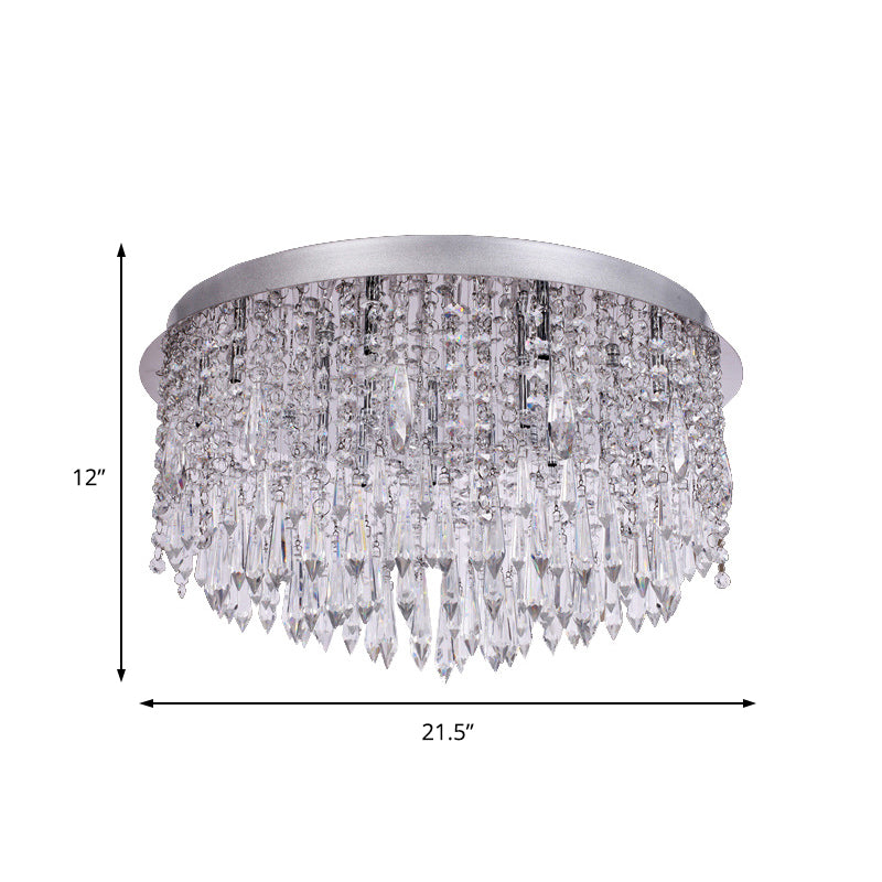 Eenvoudige 15 Lichten Flush Mount Licht met Crystal Shade Chrome Dome Plafond Lamp Fixture