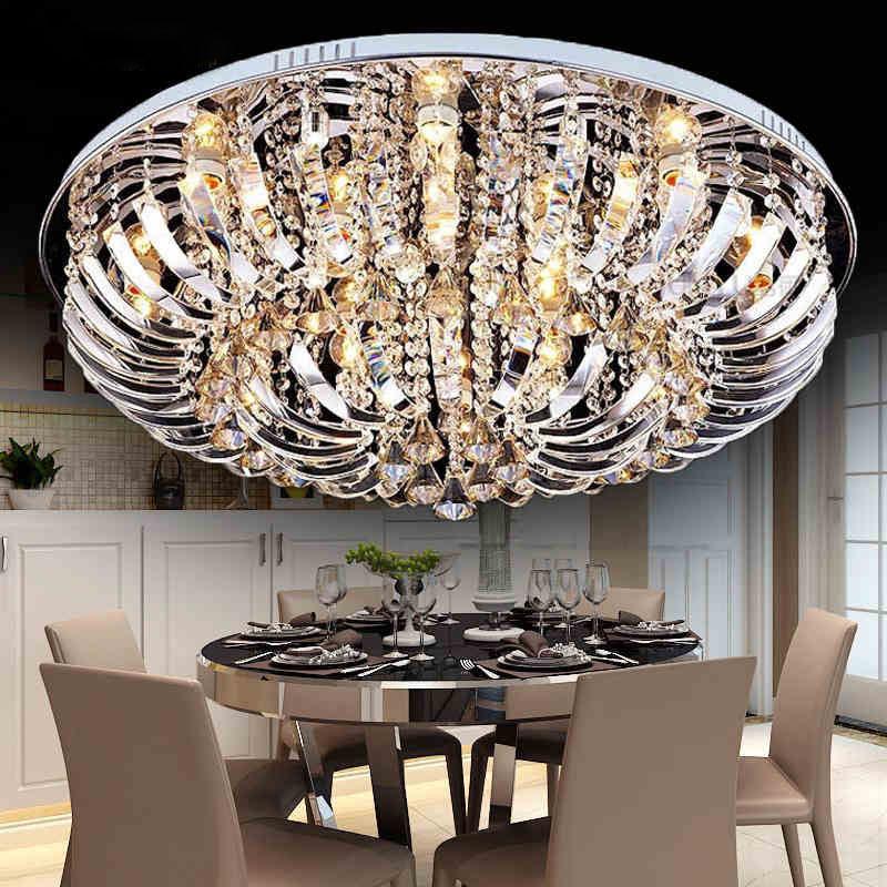 Luz de techo cromada de 23,5"/31,5" de ancho, cristal contemporáneo, 9/12 luces, montaje empotrado en cúpula