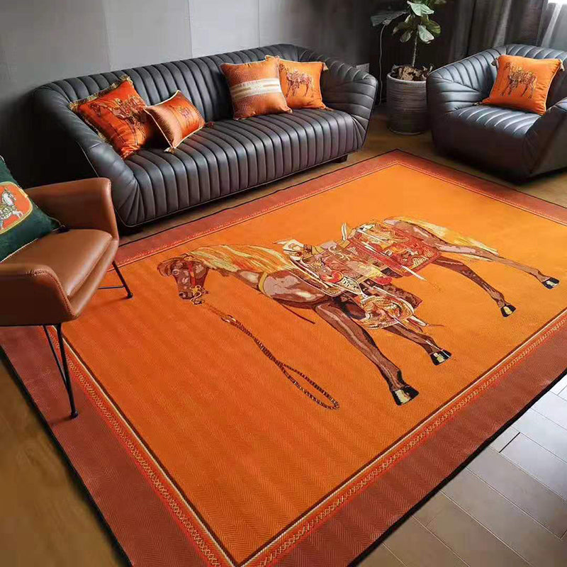 Multi Colored Animal Printed Rug Polyster Creative Indoor Rug Anti-Slip Backing Easy Care Area Carpet for Living Room