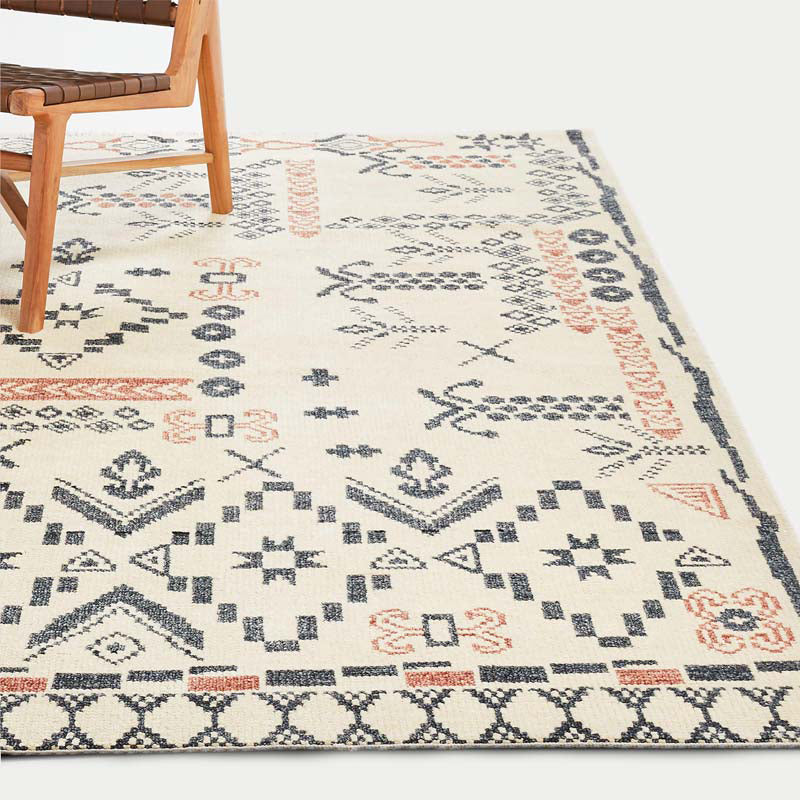 Multi Colored Bohemian Rug Cotton Blend Tribal Pattern Area Carpet Machine Washable Non-Slip Indoor Rug for Parlor