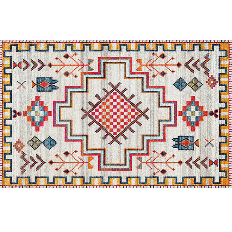 Western Living Room Rug Multicolor Tribal Printed Carpet Synthetics Non-Slip Backing Washable Indoor Rug