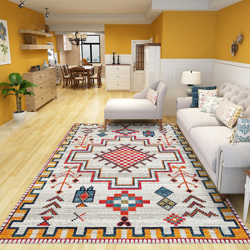 Western Living Room Rug Multicolor Tribal Printed Carpet Synthetics Non-Slip Backing Washable Indoor Rug