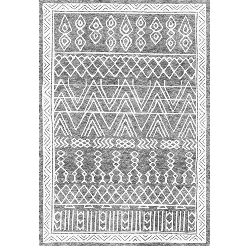 Tapis de salon multicolore Boho Geometric Print Area Rapis Coton Mélange de coton Machine sans glissement Rapis intérieur lavable