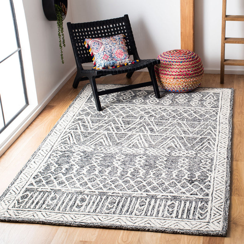 Tapis de salon multicolore Boho Geometric Print Area Rapis Coton Mélange de coton Machine sans glissement Rapis intérieur lavable