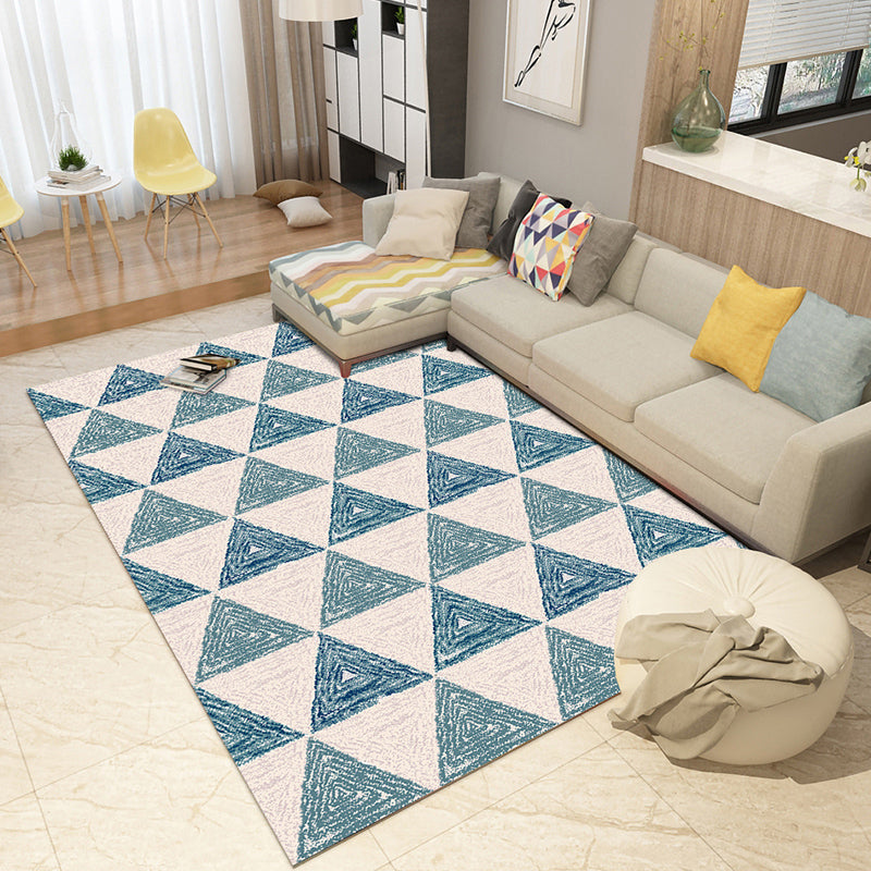 Multi-Colored Boho Rug Cotton Blend Geometric Printed Area Carpet Machine Washable Easy Care Non-Slip Rug for Bedroom