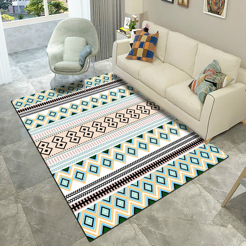 Americana Living Room Rug Multi Color Southwestern Print Carpet Polypropylene Anti-Slip Machine Washable Rug