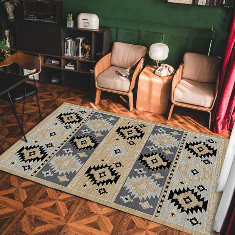 Multi Colored Americana Rug Polyster Geo Patterned Indoor Rug Pet Friendly Non-Slip Backing Area Carpet for Decoration