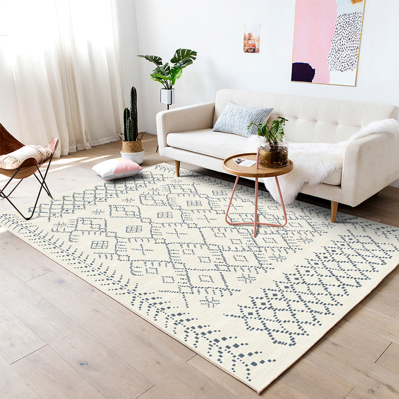 Simple Boho Rug Multi Color Geo Printed Area Rug Pet Friendly Washable Anti-Slip Backing Carpet for Room