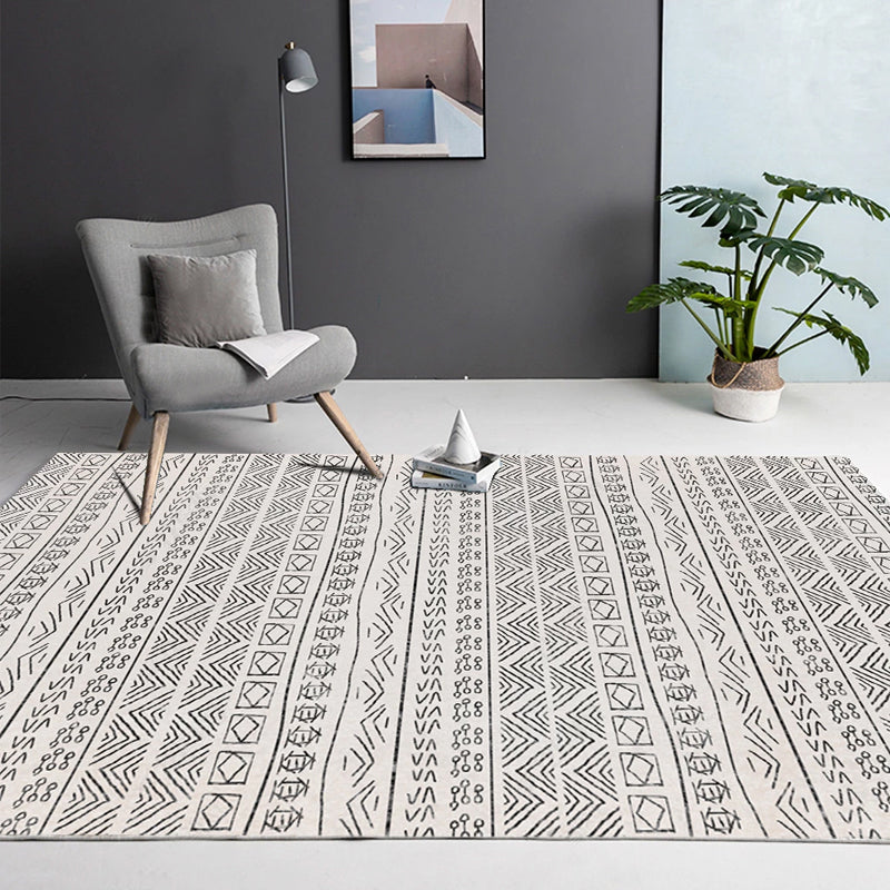 Simple Boho Rug Multi Color Geo Printed Area Rug Pet Friendly Washable Anti-Slip Backing Carpet for Room