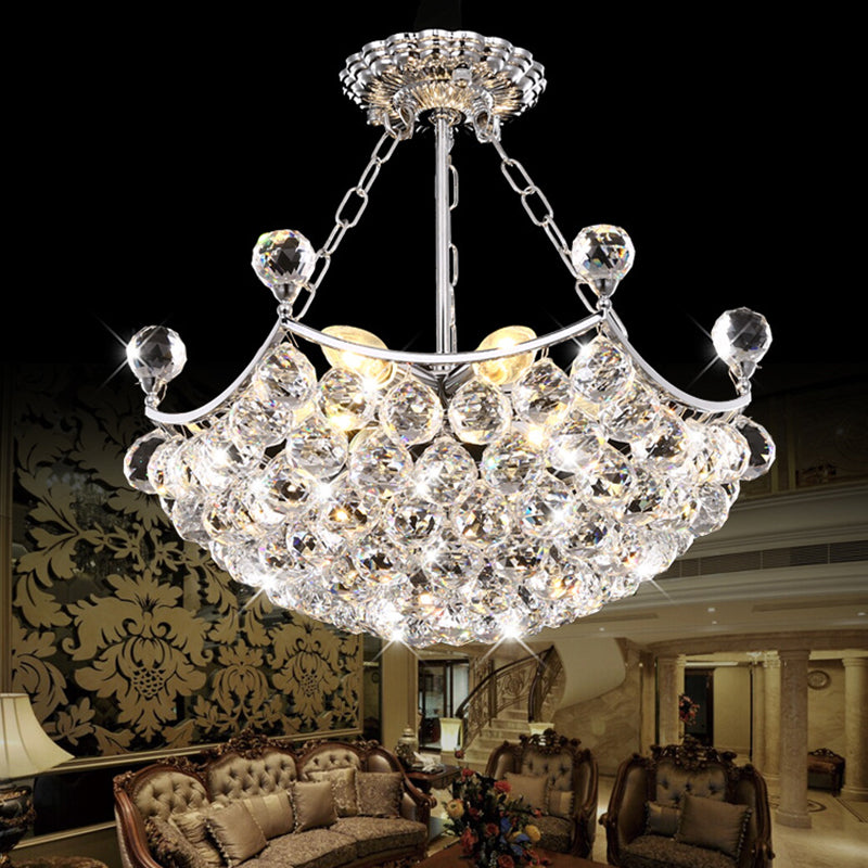 Chrom Dome Chandelier Light Contemporary 12 Lights Facet Crystal Ball Plafond Light for Dining Room