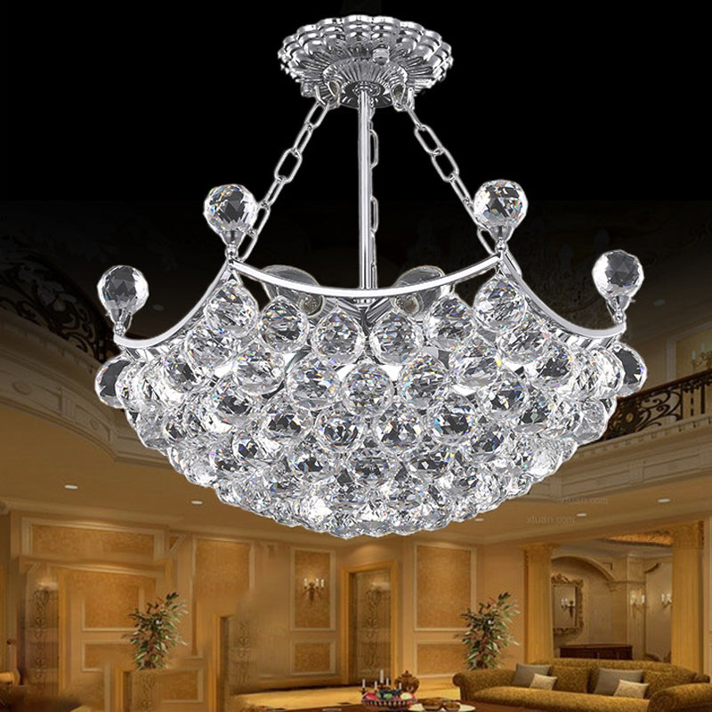 Chrom Dome Chandelier Light Contemporary 12 Lights Facet Crystal Ball Plafond Light for Dining Room