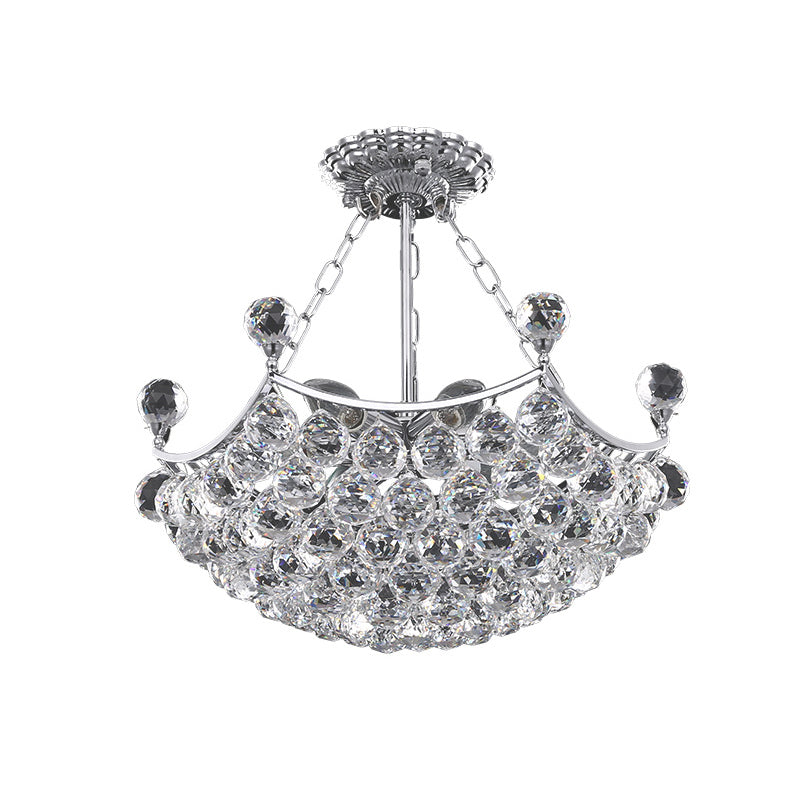 Chrom Dome Chandelier Light Contemporary 12 Lights Facet Crystal Ball Plafond Light for Dining Room