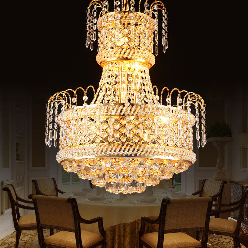 5/8 Lights Dining Room Chandelier Light Fixture Modern Gold Hanging Light with Mushroom Crystal Shade, 16"/19.5" Wide