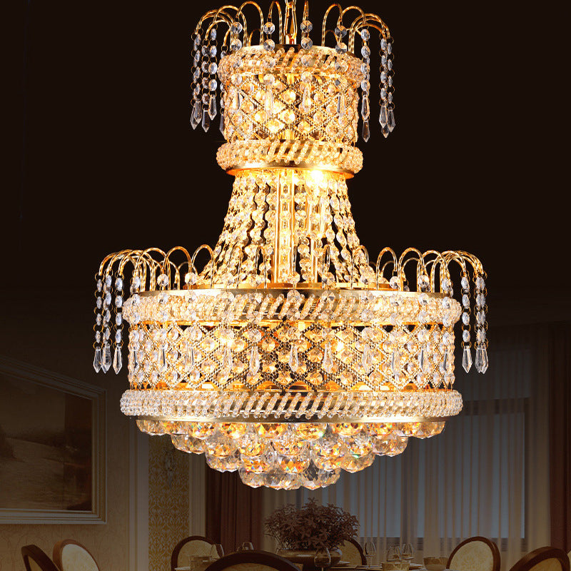 5/8 Lights Dining Room Chandelier Light Fixture Modern Gold Hanging Light with Mushroom Crystal Shade, 16"/19.5" Wide