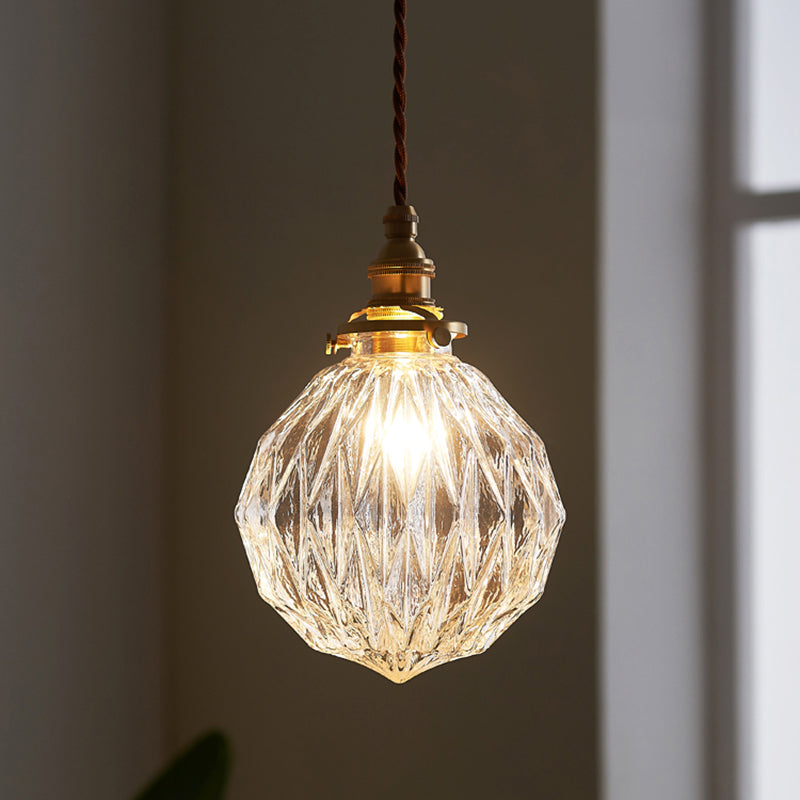 Industrial Sphere Ceiling Light Single Clear Glass Hanging Pendant Light for Living Room