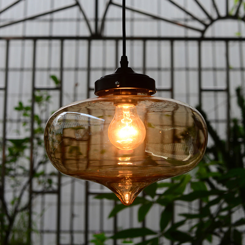 Blown Glass Shaded Hanging Light Simplicity 1 Bulb Restaurant Pendant Light Fixture