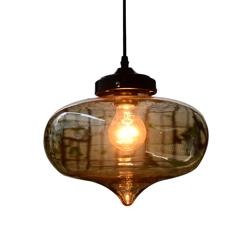 Blown Glass Shaded Hanging Light Simplicity 1 Bulb Restaurant Pendant Light Fixture