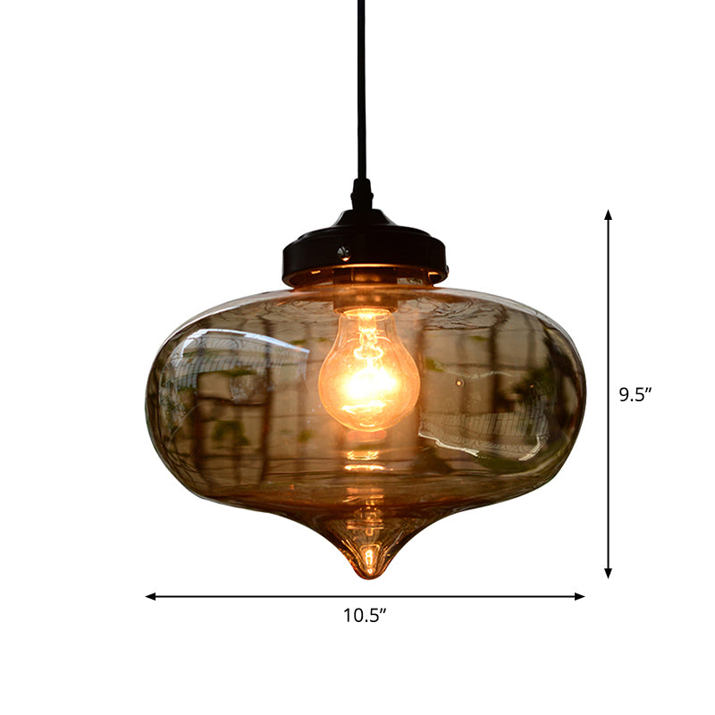 Blown Glass Shaded Hanging Light Simplicity 1 Bulb Restaurant Pendant Light Fixture