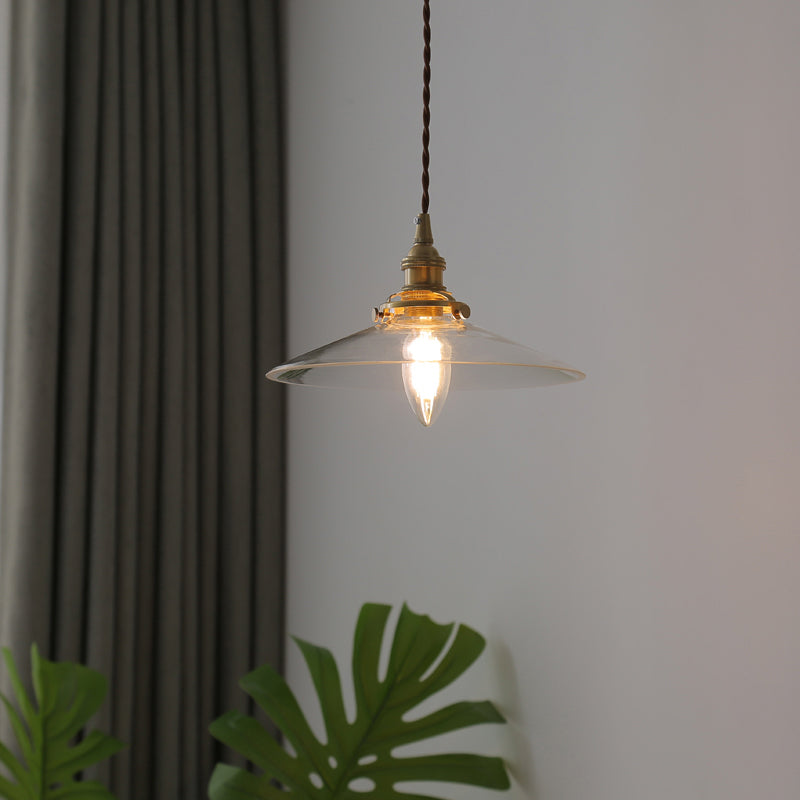 Industrial Flared Ceiling Light Single Glass Hanging Pendant Light for Dining Room