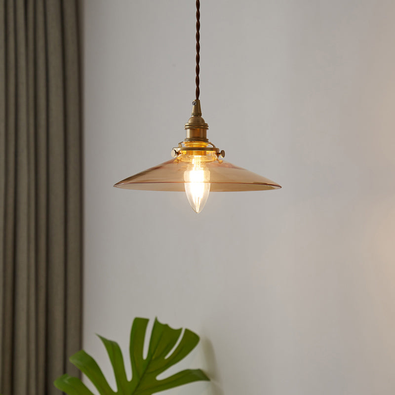 Industrial Flared Ceiling Light Single Glass Hanging Pendant Light for Dining Room