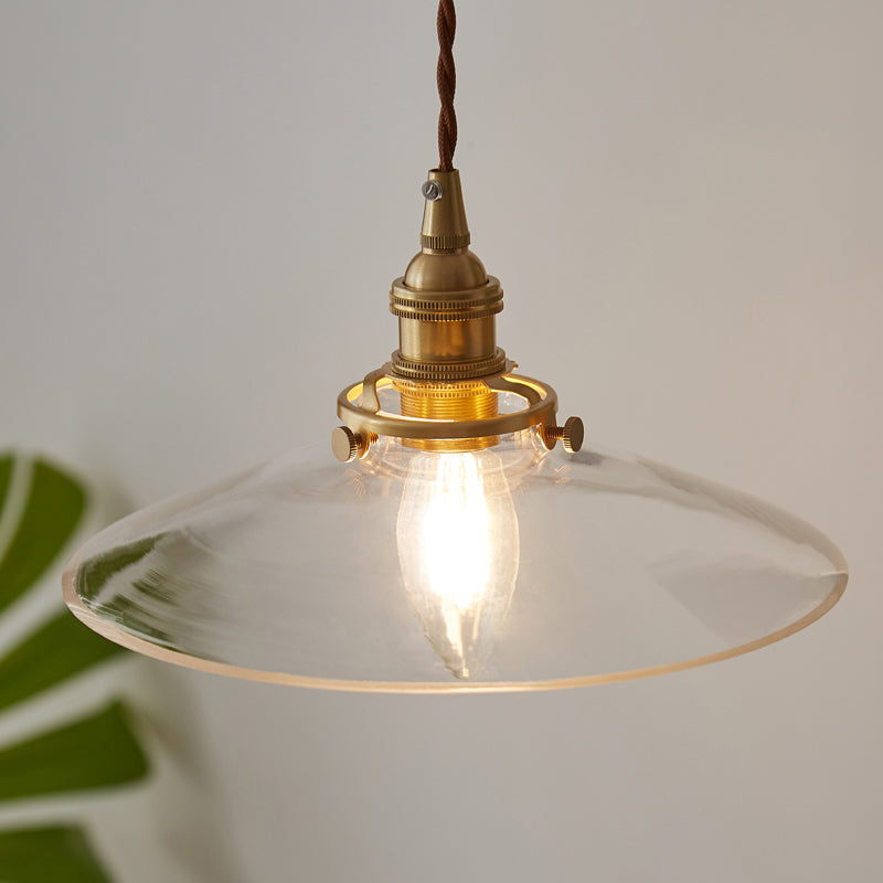 Industrial Flared Ceiling Light Single Glass Hanging Pendant Light for Dining Room