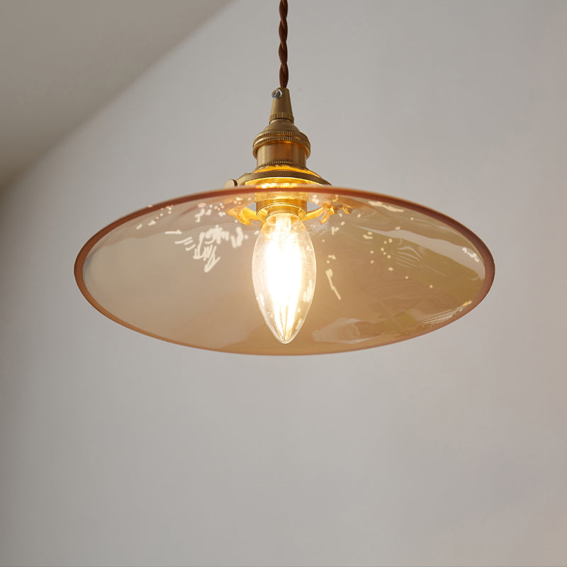 Industrial Flared Ceiling Light Single Glass Hanging Pendant Light for Dining Room