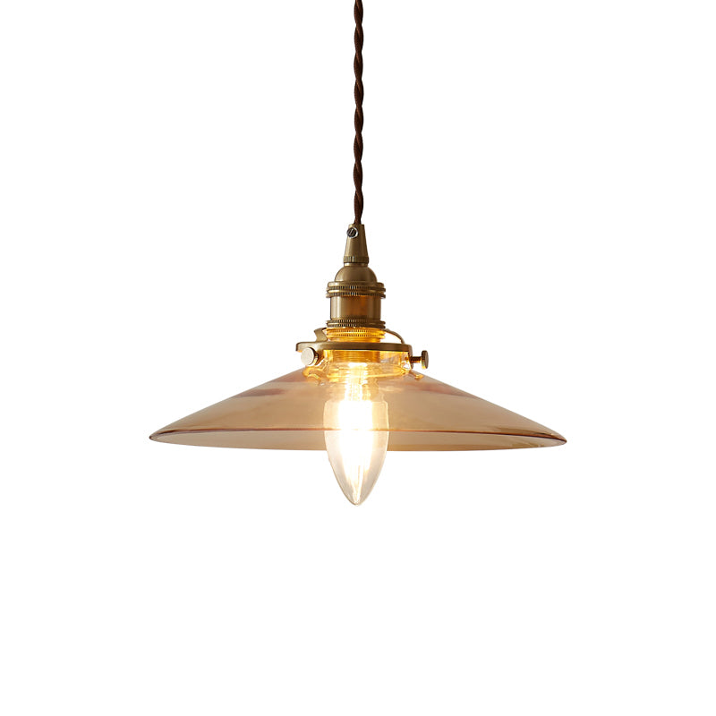 Industrial Flared Ceiling Light Single Glass Hanging Pendant Light for Dining Room