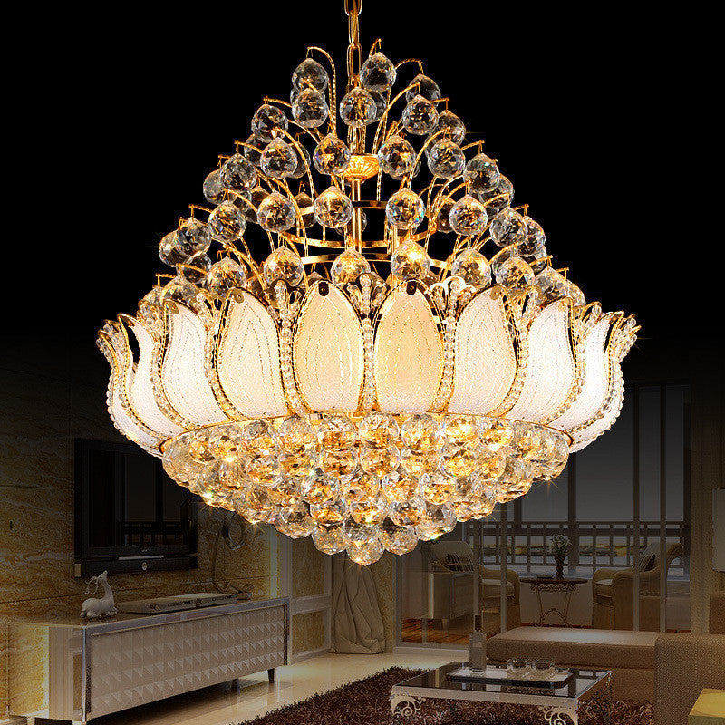 Lutus Gold Hanging Light Contemporary 9/11 Lights Faceted Crystal Ball Chandelier Lightture, 18,5 "/23,5" de large