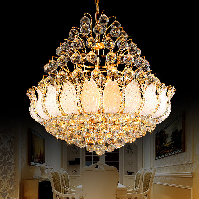 Lutus Gold Hanging Light Contemporary 9/11 Lights Faceted Crystal Ball Chandelier Lightture, 18,5 "/23,5" de large