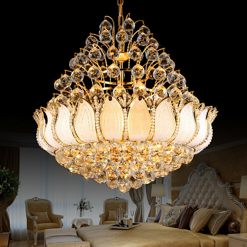 Lutus Gold Hanging Light Contemporary 9/11 Lights Faceted Crystal Ball Chandelier Lightture, 18,5 "/23,5" de large