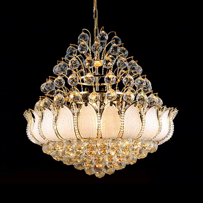 Lutus Gold Hanging Light Contemporary 9/11 Lights Faceted Crystal Ball Chandelier Lightture, 18,5 "/23,5" de large