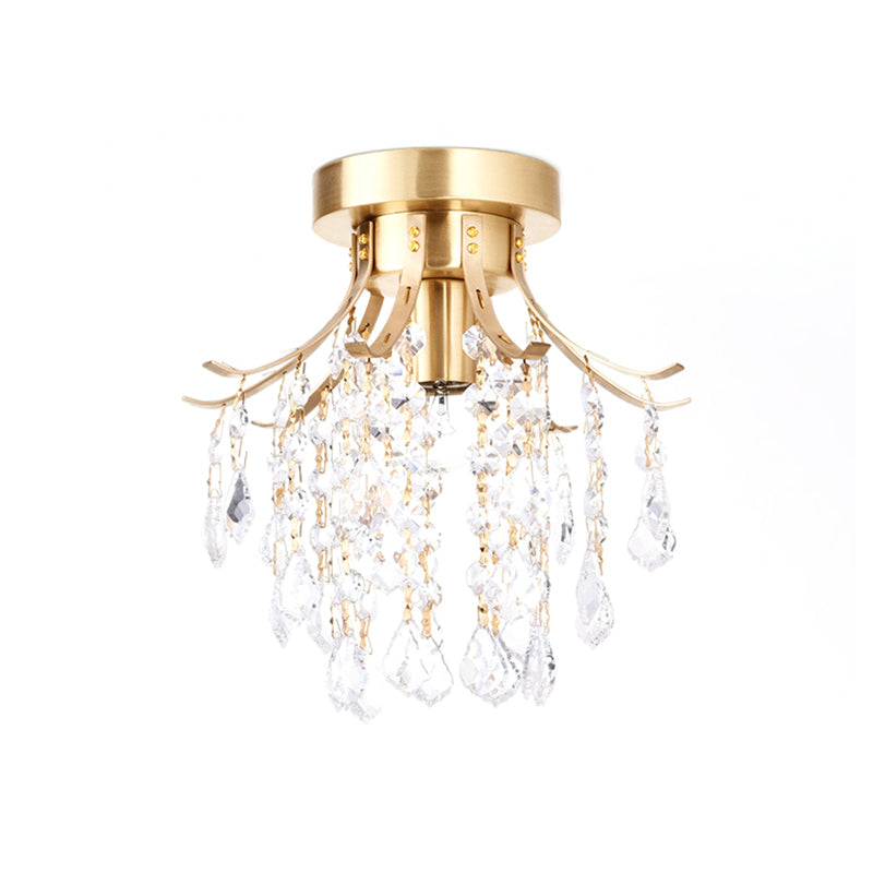 Raindrop Semi Flush Mount Light Postmodern Metal 1 Light Corridor Corridor Corridor Light avec accent cristallin