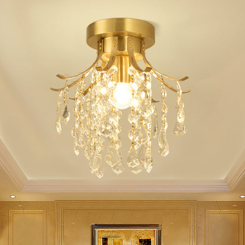 Raindrop Semi Flush Mount Light Postmodern Metal 1 Light Corridor Corridor Corridor Light avec accent cristallin